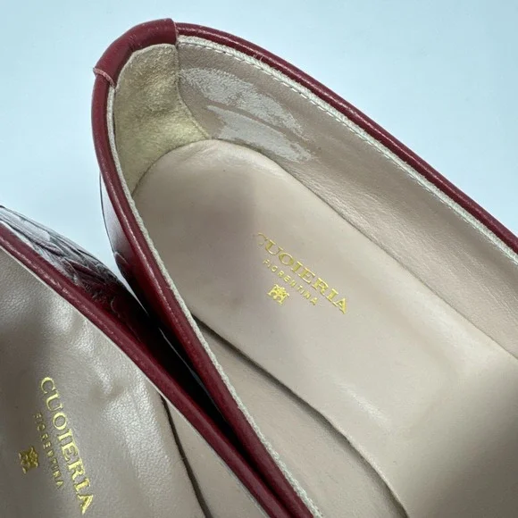 Cuoieria Fiorentina Women's Loafers Shoes US 6.5/ EU 37 Red Leather Floral Italy - Picture 4 of 7